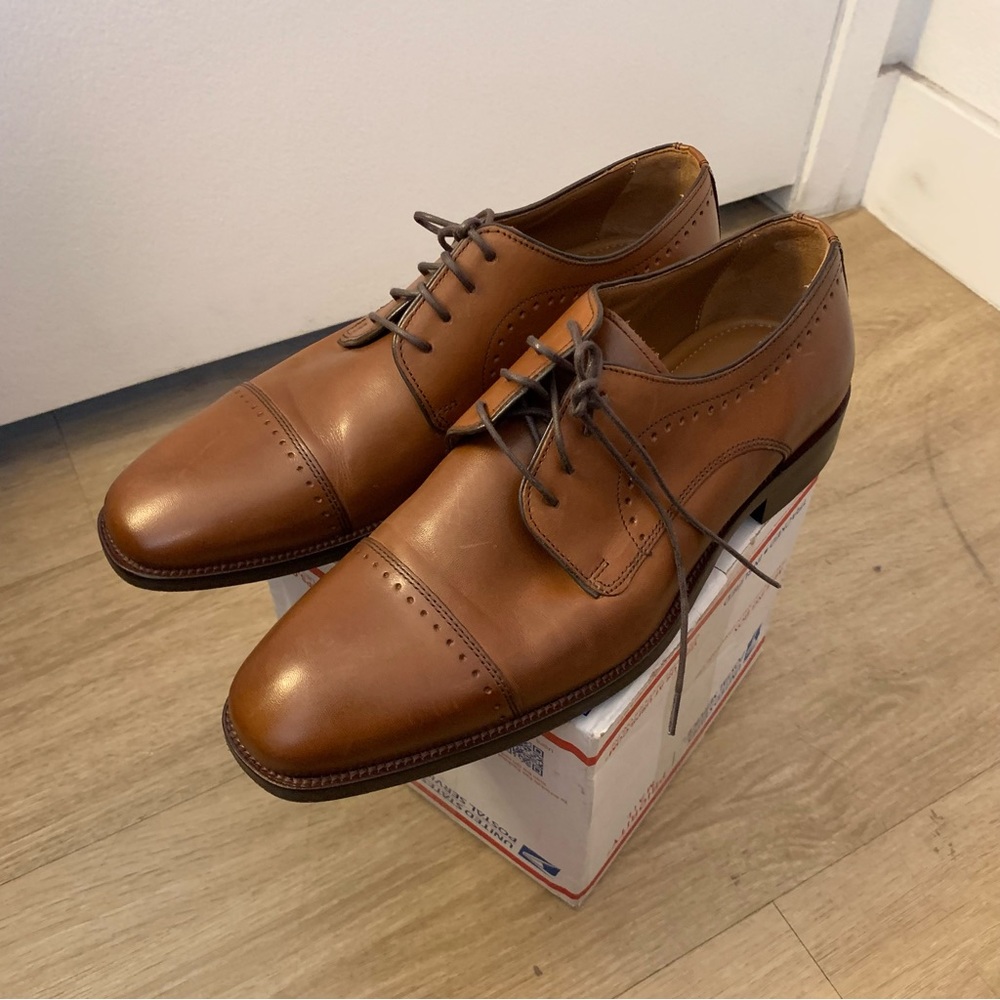 Johnston & Murphy Melton Cap Toe Tan Leather Dress Shoes Men’s Size 8 EUC